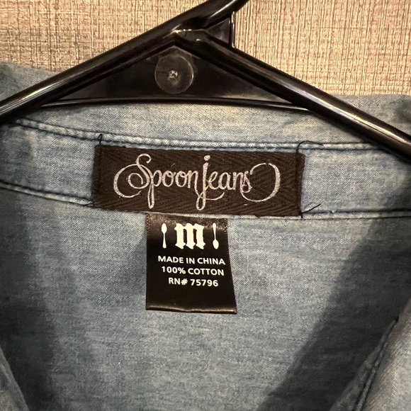 SpoonJeans Denim Chambray Button Down Dress Size Medium - Picture 3 of 3